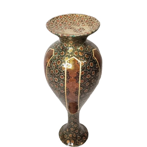 Persian Khatam Copper Flower Pot/ Vase - Picture 2 of 7